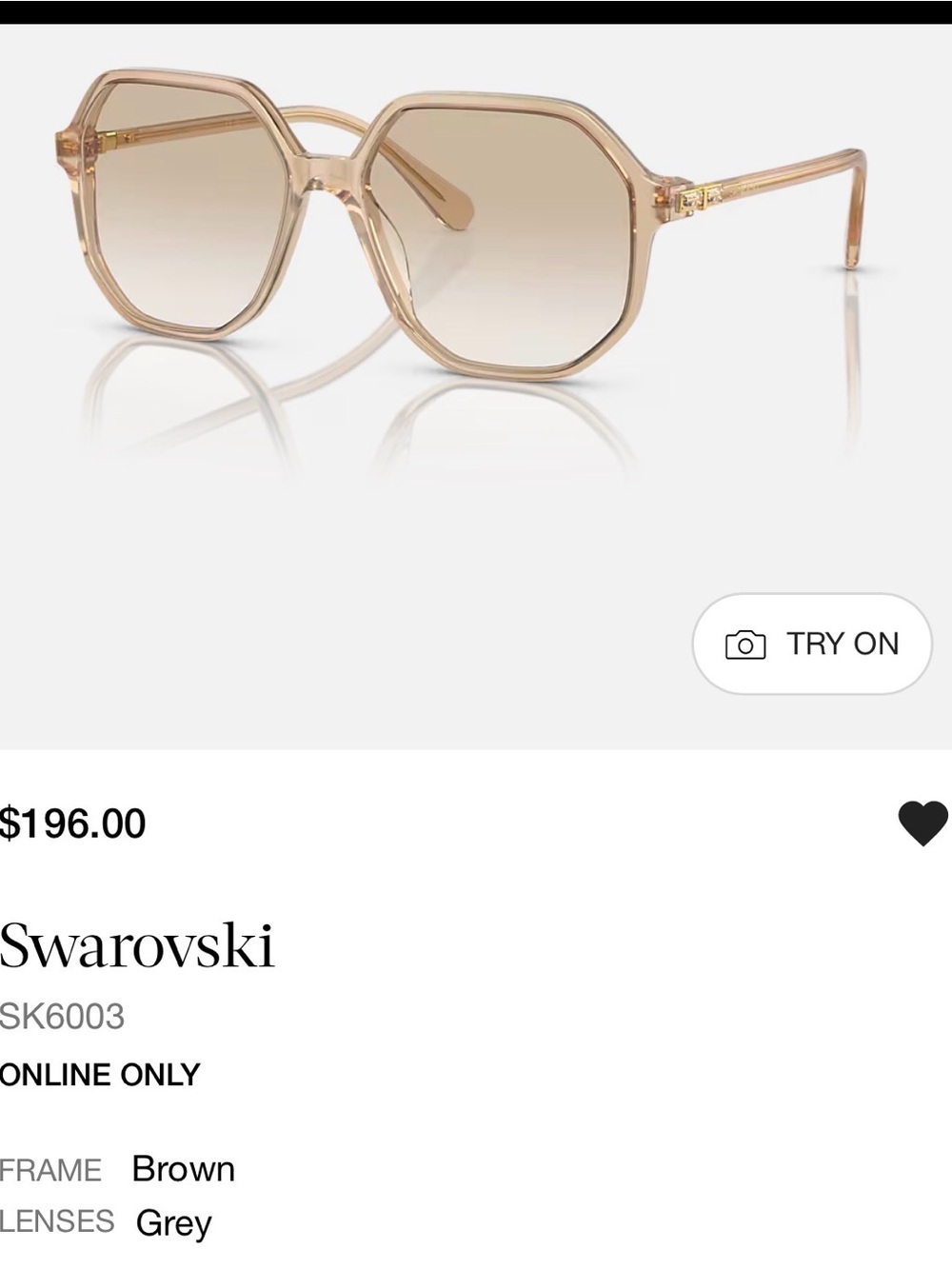 Swarovski Beige-Brown Geometric Sunglasses with Grey Gradient Lenses